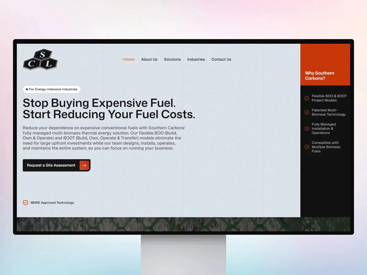 Southern Carbons website design preview