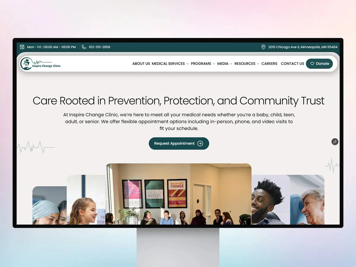 Inspire Change Clinic website design preview